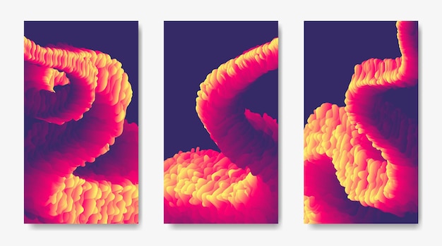 Un conjunto de fondos abstractos con elementos 3D suaves de gradiente de lava