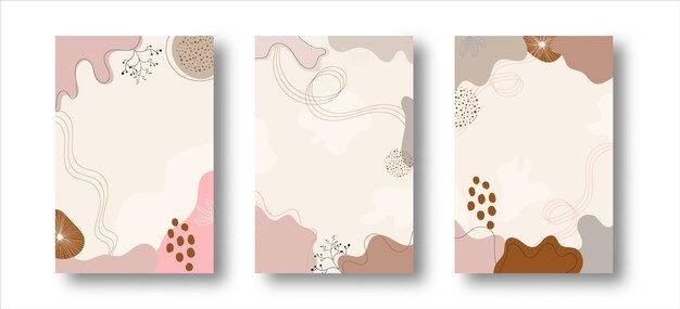 Conjunto de fondos abstractos formas modernas líneas diseño de artes Formas dibujadas a mano objetos de garabato Ilustraciones de vectores de moda modernas contemporáneas Diseño de portada creativa Plantilla de banner de redes sociales