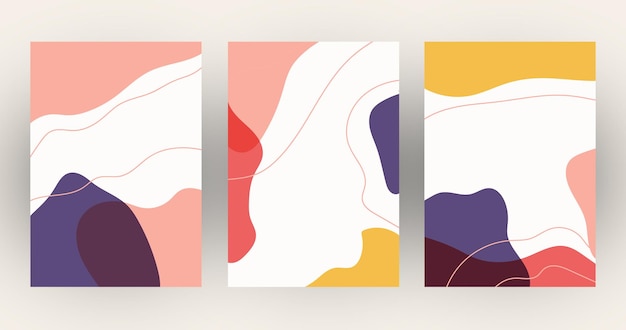 Conjunto de fondos abstractos con formas orgánicas dibujadas a mano ilustración vectorial colorida