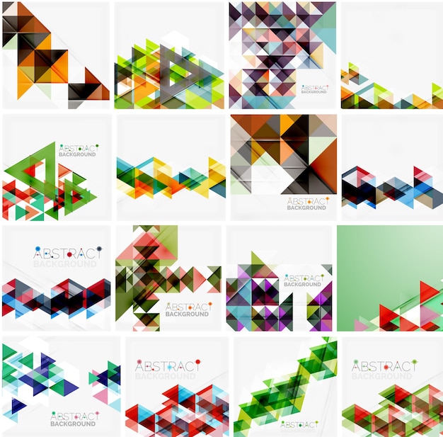 Conjunto de fondos abstractos geométricos triangulares Plantillas universales de negocios o tecnología