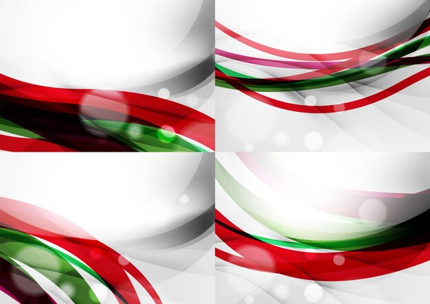 Conjunto de fondos abstractos Líneas de onda curva con efectos de luz y sombra