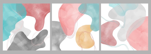 Conjunto de fondos abstractos. marcos geométricos minimalistas pintados a mano para postal, banner de redes sociales o fondo de diseño de portada de folleto. ilustración vectorial