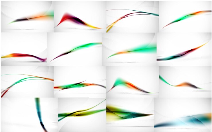 Vector conjunto de fondos abstractos de movimiento borroso que fluye de onda