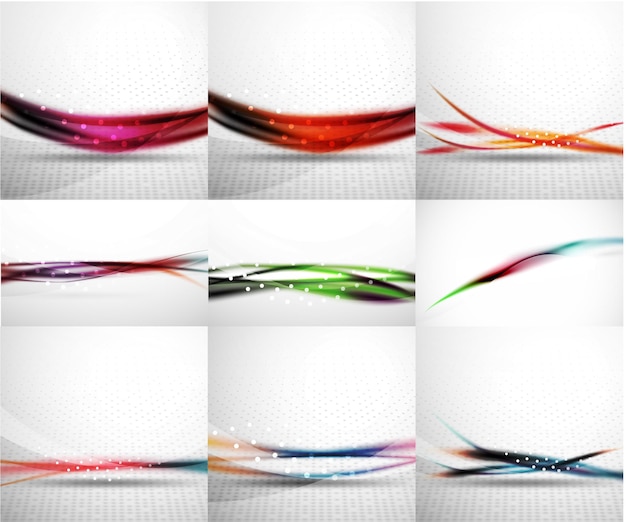Conjunto de fondos abstractos suaves ondas borrosas