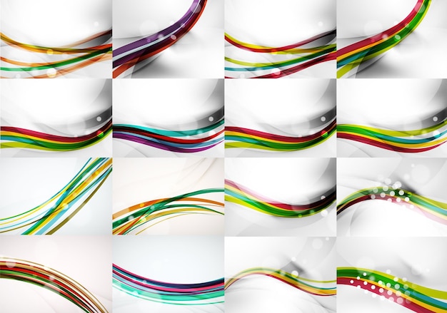 Conjunto de fondos abstractos suaves ondas borrosas
