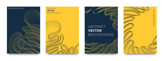 Un conjunto de fondos abstractos únicos en tamaño A4 con líneas curvas Vector