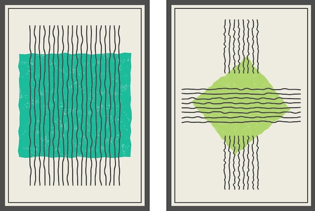 Conjunto de fondos para carteles y estampas de diseño de interiores Estilo minimalista de formas geométricas deformadas distorsionadas Composición abstracta en estilo plano