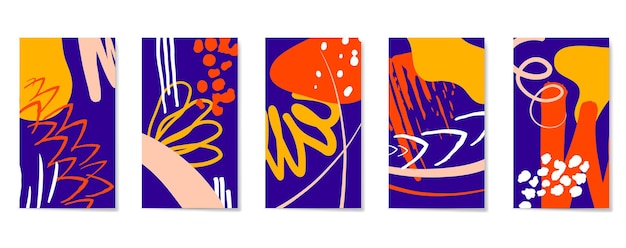 Conjunto de fondos creativos con diferentes formas y texturas Collage para redes sociales Vector