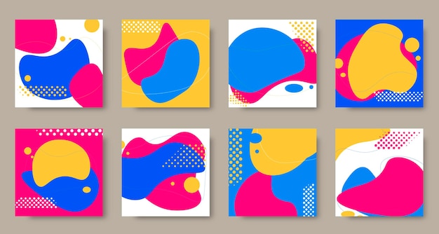 Conjunto de fondos cuadrados con abstracción en un solo estilo