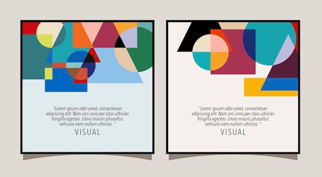 Conjunto de fondos cuadrados de publicaciones de redes sociales una composición de formas geométricas coloridas