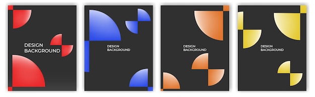 conjunto de fondos de diseño abstracto en negrita con colores rojo, azul, naranja y amarillo