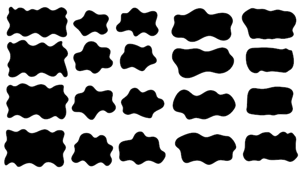 Conjunto de fondos de forma orgánica negra aislados en fondo blanco Formas irregulares Manchas bonitas