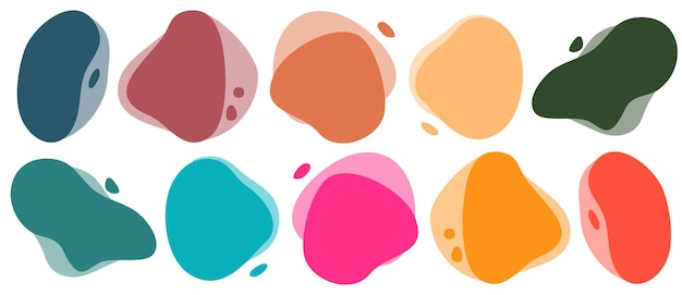 Conjunto de fondos de forma de salpicadura de líquido vectorial colorido para diseño WEB y APLICACIÓN Elementos vectoriales aislados Formas de agua digital redondeadas Elementos de diseño de página de aterrizaje