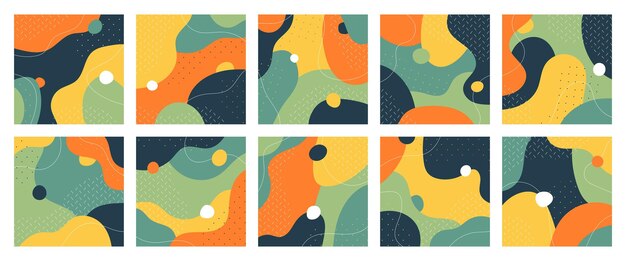 Conjunto de fondos de formas abstractas dibujadas a mano