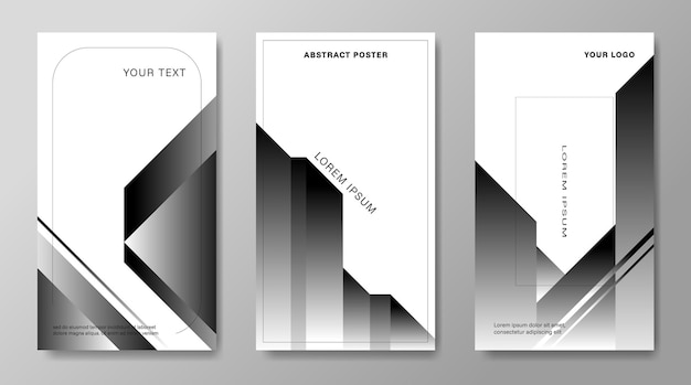 Un conjunto de fondos geométricos abstractos con gradientes en blanco y negro en un tema arquitectónico