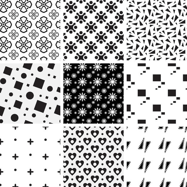 conjunto de fondos geométricos en blanco y negro