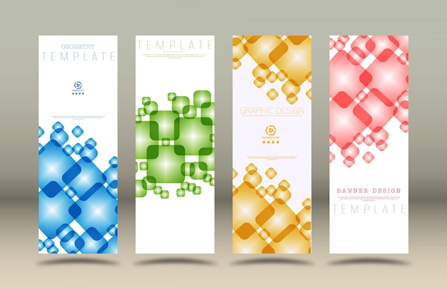 Un conjunto de fondos geométricos de colores El diseño del cartel de portada con cuadrados degradados