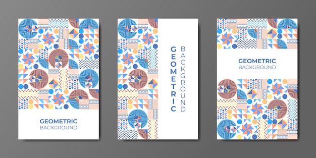 Conjunto de fondos geométricos de figuras en vector Plantillas futuristas abstractas para portadas