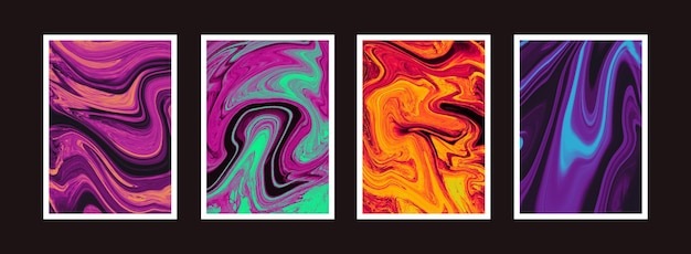 Conjunto de fondos de goteo de salpicaduras de tinta de alcohol. Colección de carteles coloridos watecolor. Diseño vectorial de telones de fondo abstractos modernos.