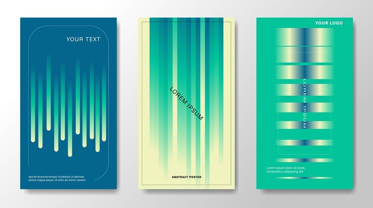 Vector un conjunto de fondos de gradiente abstracto con elementos geométricos para carteles cubre pancartas