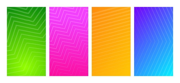 Conjunto de fondos de gradiente moderno con líneas Banner de encabezado Presentación geométrica abstracta brillante fondos Ilustración vectorial