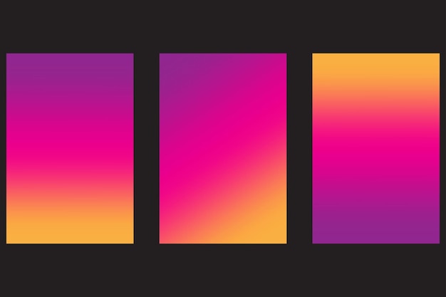 Conjunto de fondos de gradiente Tonos rosados y naranjas vibrantes Patrones abstractos verticales