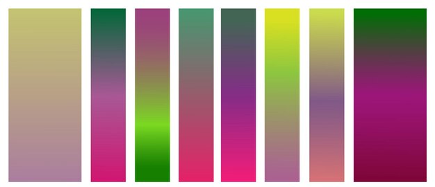 Conjunto de fondos de gradiente El verde y el rosa son colores de moda para el verano Para el diseño gráfico Vector