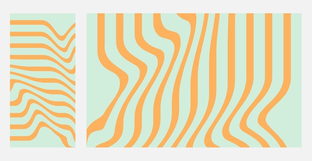 Conjunto de fondos hippies de los años 70 ondas girando patrón girando vector retorcido