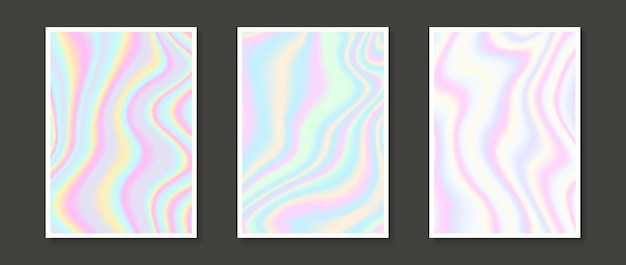 Conjunto de fondos holográficos Colección de papel tapiz de gradiente fluido arco iris para folleto de tarjetas