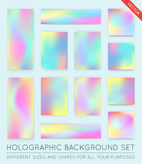 Conjunto de fondos holográficos de moda. Puede usarse para Portada, Libro, Impresión, Moda.