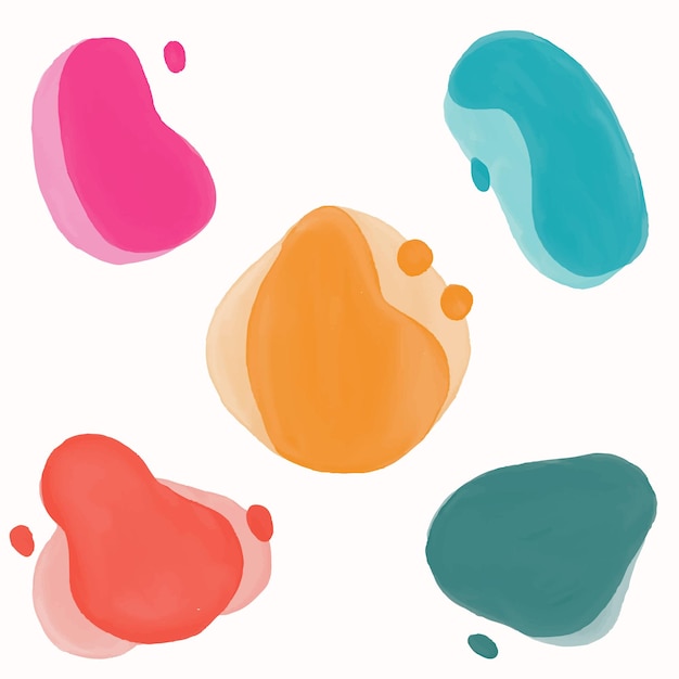 Conjunto de fondos líquidos de acuarela en forma de salpicadura de vector colorido para diseño WEB y APLICACIÓN Elementos vectoriales aislados Formas digitales redondeadas de agua Elementos de diseño de página de destino