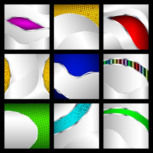 Vector conjunto de fondos metálicos abstractos