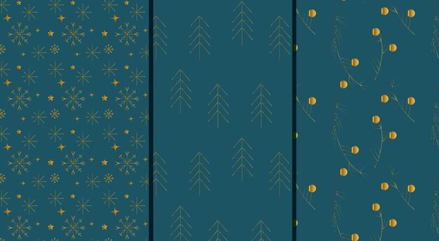 Conjunto de fondos navideños con gradiente dorado Bundle de papel digital navideño