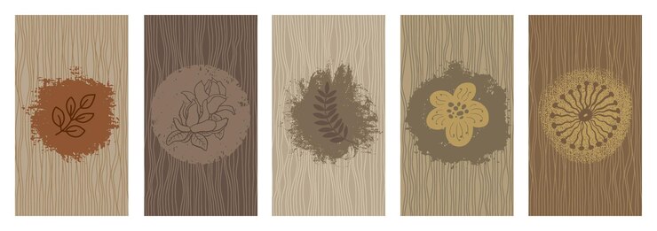 Vector conjunto de fondos para plataformas de redes sociales un banner con formas abstractas texturas plantas y manchas