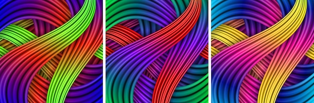 Conjunto de fondos de rayas de colores. Fondo rayado. Ilustración vectorial