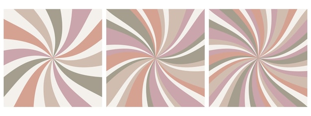 Conjunto de fondos retro de rayos de sol en colores pastel Ilustración