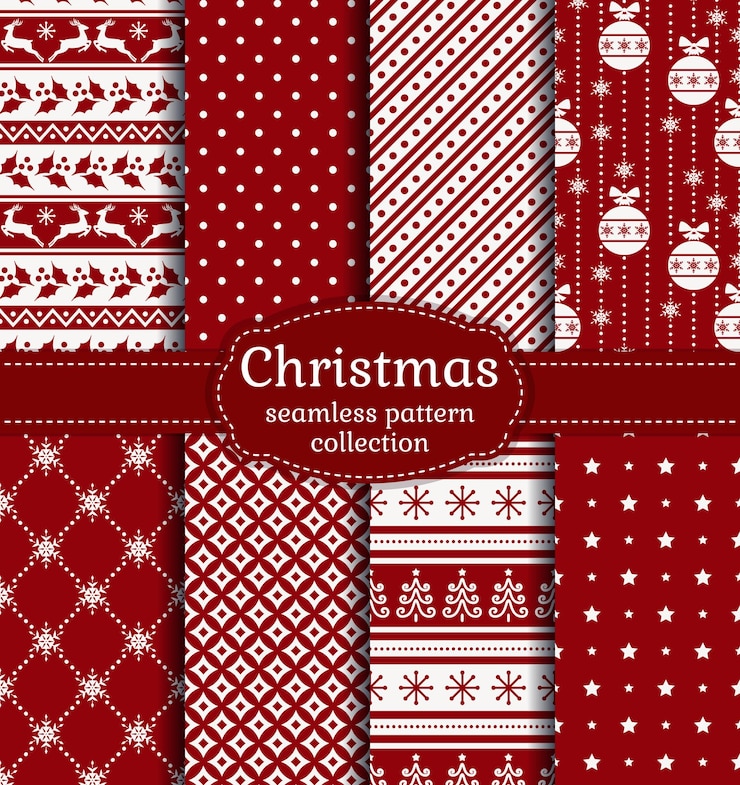 Vector conjunto de fondos transparentes de navidad con símbolos tradicionales y patrones abstractos