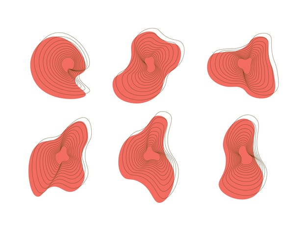 Vector conjunto de forma abstrack blob en estilo boho con línea de onda