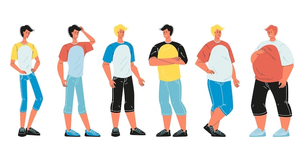 Conjunto de forma de cuerpo masculino aislado sobre fondo blanco