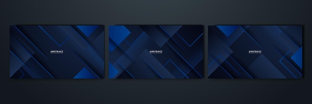 Conjunto de forma dinámica azul negro con fondo de diseño abstracto de sombra