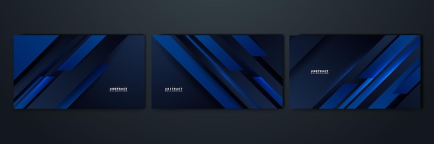 Conjunto de forma dinámica azul negro con fondo de diseño abstracto de sombra