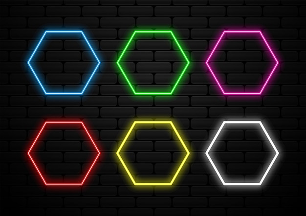 conjunto de forma de luz de neón futurista