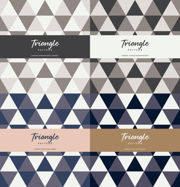 Conjunto formal de patrones sin fisuras con tema de color triangular gris oscuro y marrón de 4