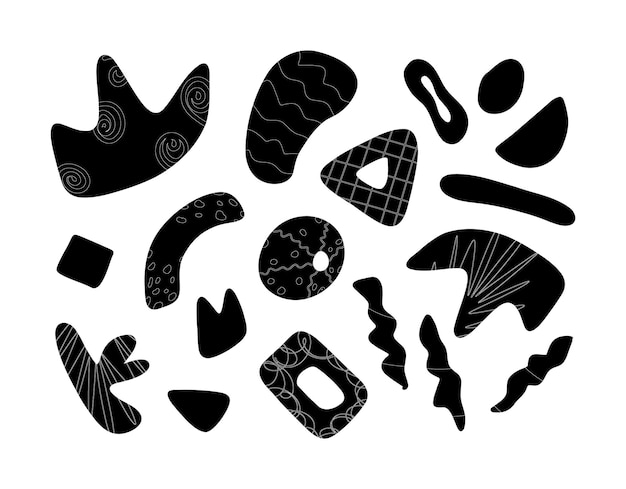 Conjunto de formas abstractas en blanco y negro y dibujos de Nand