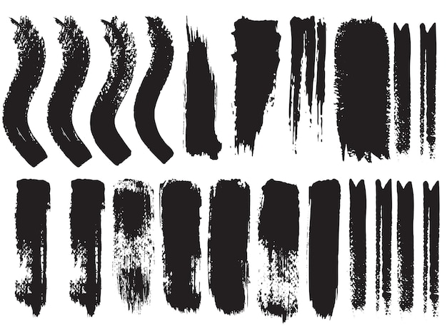 un conjunto de formas abstractas en blanco y negro con pinceladas en negro y blanco
