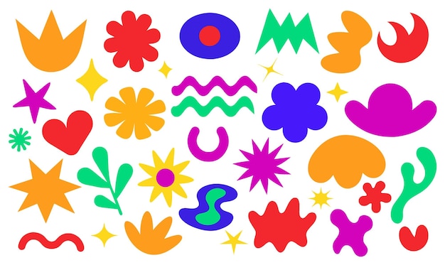 Conjunto de formas abstractas de colores elementos de diseño colores de ranura retro ilustración vectorial aislada