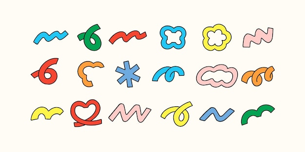 Conjunto de formas abstractas dibujadas a mano, aisladas en un fondo. ilustración vectorial