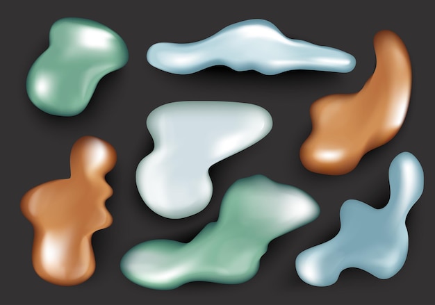 Conjunto de formas abstractas en el diseño de dibujos animados 3D Varias formas cromadas