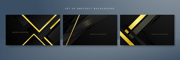 Conjunto de formas abstractas negras y doradas de fondo