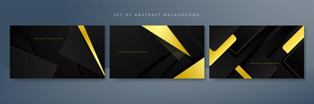 Conjunto de formas abstractas negras y doradas de fondo